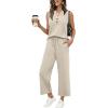 image:imageXIEERDUO Two Piece Lounge Sets for Women Summer Vacation Beach Travel Airport Outfits Casual Cruise Fashion 2026Apricot
