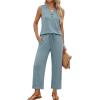 image:imageXIEERDUO Two Piece Lounge Sets for Women Summer Vacation Beach Travel Airport Outfits Casual Cruise Fashion 2026Aqua Blue