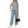 image:imageXIEERDUO Two Piece Lounge Sets for Women Summer Vacation Beach Travel Airport Outfits Casual Cruise Fashion 2026Aqua Blue