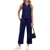image:imageXIEERDUO Two Piece Lounge Sets for Women Summer Vacation Beach Travel Airport Outfits Casual Cruise Fashion 2026Dark Blue