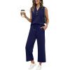 image:imageXIEERDUO Two Piece Lounge Sets for Women Summer Vacation Beach Travel Airport Outfits Casual Cruise Fashion 2026Dark Blue
