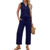image:imageXIEERDUO Two Piece Lounge Sets for Women Summer Vacation Beach Travel Airport Outfits Casual Cruise Fashion 2026Dark Blue