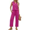image:imageXIEERDUO Two Piece Lounge Sets for Women Summer Vacation Beach Travel Airport Outfits Casual Cruise Fashion 2026Hot Pink