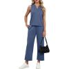 image:imageXIEERDUO Two Piece Lounge Sets for Women Summer Vacation Beach Travel Airport Outfits Casual Cruise Fashion 2026Misty Blue
