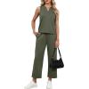 image:imageXIEERDUO Two Piece Lounge Sets for Women Summer Vacation Beach Travel Airport Outfits Casual Cruise Fashion 2026Olive Green