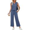 image:imageXIEERDUO Two Piece Lounge Sets for Women Summer Vacation Beach Travel Airport Outfits Casual Cruise Fashion 2026Misty Blue