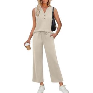 image:imageXIEERDUO Two Piece Lounge Sets for Women Summer Vacation Beach Travel Airport Outfits Casual Cruise Fashion 2026Apricot