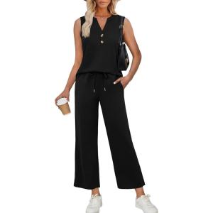 image:imageXIEERDUO Two Piece Lounge Sets for Women Summer Vacation Beach Travel Airport Outfits Casual Cruise Fashion 2026Black