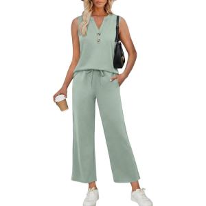 image:imageXIEERDUO Two Piece Lounge Sets for Women Summer Vacation Beach Travel Airport Outfits Casual Cruise Fashion 2026Green
