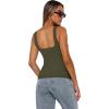 image:imageXIEERDUO Womens Square Neck Fitted Tank Tops Double Layer Seamless Slim Fit Shirts 2025 Basic Spring SummerC Double Layer Tank Tops Army Green