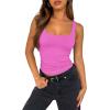 image:imageXIEERDUO Womens Square Neck Fitted Tank Tops Double Layer Seamless Slim Fit Shirts 2025 Basic Spring SummerC Double Layer Tank Tops Hot Pink