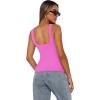 image:imageXIEERDUO Womens Square Neck Fitted Tank Tops Double Layer Seamless Slim Fit Shirts 2025 Basic Spring SummerC Double Layer Tank Tops Hot Pink