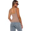 image:imageXIEERDUO Womens Square Neck Fitted Tank Tops Double Layer Seamless Slim Fit Shirts 2025 Basic Spring SummerC Double Layer Tank Tops Khaki