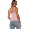 image:imageXIEERDUO Womens Square Neck Fitted Tank Tops Double Layer Seamless Slim Fit Shirts 2025 Basic Spring SummerC Double Layer Tank Tops Light Pink
