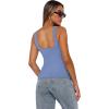 image:imageXIEERDUO Womens Square Neck Fitted Tank Tops Double Layer Seamless Slim Fit Shirts 2025 Basic Spring SummerC Double Layer Tank Tops Medium Blue