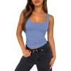 image:imageXIEERDUO Womens Square Neck Fitted Tank Tops Double Layer Seamless Slim Fit Shirts 2025 Basic Spring SummerC Double Layer Tank Tops Medium Blue