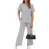 image:imageXIEERDUO Loungewear Sets for Women Summer Outfits 2 Pc Lounge Set Spring Tracksuit Wide Leg Loungewear Short Sleeve Sweatsuit Womens Track Suits Grey L