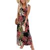 image:imageXIEERDUO Maxi Dresses for Women 2026 Beach Vacation Clothes Sleeveless Summer Boho Sundresses with Pockets S2XlAred Leaf