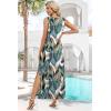 image:imageXIEERDUO Maxi Dresses for Women 2026 Beach Vacation Clothes Sleeveless Summer Boho Sundresses with Pockets S2XlFloral Palm Leaf