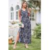 image:imageXIEERDUO Maxi Dresses for Women 2026 Beach Vacation Clothes Sleeveless Summer Boho Sundresses with Pockets S2XlGrey Blue Pattern