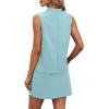 image:imageXIEERDUO Two Piece Skirt Sets for Women Summer Beach Vacation Resort Cruise Outfits Mock Neck Tops Tennis Skirt SetsAqua Blue