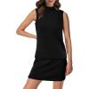 image:imageXIEERDUO Two Piece Skirt Sets for Women Summer Beach Vacation Resort Cruise Outfits Mock Neck Tops Tennis Skirt SetsBlack