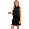 image:imageXIEERDUO Two Piece Skirt Sets for Women Summer Beach Vacation Resort Cruise Outfits Mock Neck Tops Tennis Skirt SetsBlack