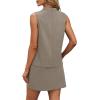 image:imageXIEERDUO Two Piece Skirt Sets for Women Summer Beach Vacation Resort Cruise Outfits Mock Neck Tops Tennis Skirt SetsCoffee