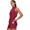 image:imageXIEERDUO Two Piece Skirt Sets for Women Summer Beach Vacation Resort Cruise Outfits Mock Neck Tops Tennis Skirt SetsRed