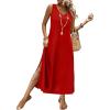 image:imageXIEERDUO Maxi Dresses for Women 2026 Beach Vacation Clothes Sleeveless Summer Boho Sundresses with Pockets S2XlRed