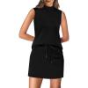 image:imageXIEERDUO Two Piece Skirt Sets for Women Summer Beach Vacation Resort Cruise Outfits Mock Neck Tops Tennis Skirt SetsBlack