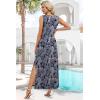 image:imageXIEERDUO Maxi Summer Dresses for Women 2026 Beach Vacation Clothes Spring Boho Cruise Sundresses with Pockets S2XlGrey Blue Pattern