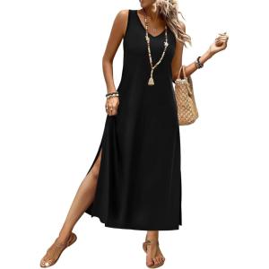 image:imageXIEERDUO Maxi Summer Dresses for Women 2026 Beach Vacation Clothes Spring Boho Cruise Sundresses with Pockets S2XlBlack