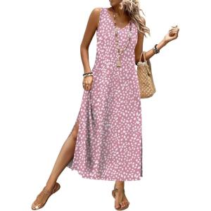 image:imageXIEERDUO Maxi Summer Dresses for Women 2026 Beach Vacation Clothes Spring Boho Cruise Sundresses with Pockets S2XlPink Dots