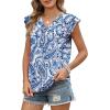 image:imageWomens Tops Ruffle Sleeve Shirts Ladies Tops and Blouses Spring Clothes Tank Tops for Women Business Casual Outfits 2026Blue Floral