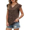 image:imageWomens Tops Ruffle Sleeve Shirts Ladies Tops and Blouses Spring Clothes Tank Tops for Women Business Casual Outfits 2026Brown Leopard