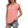 image:imageWomens Tops Ruffle Sleeve Shirts Ladies Tops and Blouses Spring Clothes Tank Tops for Women Business Casual Outfits 2026Coral