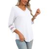 image:imageXIEERDUO 34 Length Sleeve Womens Tops Dressy Casual Blouses for Women 2026 Trendy V Neck T Shirts Summer ClothesA White