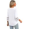 image:imageXIEERDUO 34 Length Sleeve Womens Tops Dressy Casual Blouses for Women 2026 Trendy V Neck T Shirts Summer ClothesA White