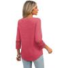 image:imageXIEERDUO 34 Length Sleeve Womens Tops Dressy Casual Blouses for Women 2026 Trendy V Neck T Shirts Summer ClothesCoral Pink