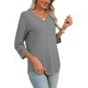 image:imageXIEERDUO 34 Length Sleeve Womens Tops Dressy Casual Blouses for Women 2026 Trendy V Neck T Shirts Summer ClothesGrey