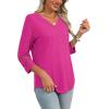 image:imageXIEERDUO 34 Length Sleeve Womens Tops Dressy Casual Blouses for Women 2026 Trendy V Neck T Shirts Summer ClothesHot Pink