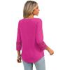 image:imageXIEERDUO 34 Length Sleeve Womens Tops Dressy Casual Blouses for Women 2026 Trendy V Neck T Shirts Summer ClothesHot Pink