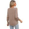 image:imageXIEERDUO 34 Length Sleeve Womens Tops Dressy Casual Blouses for Women 2026 Trendy V Neck T Shirts Summer ClothesKhaki