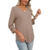 image:imageXIEERDUO 34 Length Sleeve Womens Tops Dressy Casual Blouses for Women 2026 Trendy V Neck T Shirts Summer ClothesKhaki
