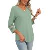image:imageXIEERDUO 34 Length Sleeve Womens Tops Dressy Casual Blouses for Women 2026 Trendy V Neck T Shirts Summer ClothesLight Green