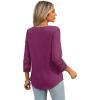image:imageXIEERDUO 34 Length Sleeve Womens Tops Dressy Casual Blouses for Women 2026 Trendy V Neck T Shirts Summer ClothesMaroon