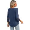 image:imageXIEERDUO 34 Length Sleeve Womens Tops Dressy Casual Blouses for Women 2026 Trendy V Neck T Shirts Summer ClothesNavy Blue