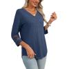 image:imageXIEERDUO 34 Length Sleeve Womens Tops Dressy Casual Blouses for Women 2026 Trendy V Neck T Shirts Summer ClothesNavy Blue