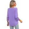 image:imageXIEERDUO 34 Length Sleeve Womens Tops Dressy Casual Blouses for Women 2026 Trendy V Neck T Shirts Summer ClothesPurple